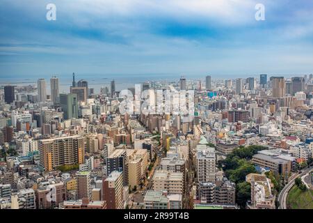 Die Skyline der Stadt Kobe, das Bürogebäude und die Innenstadt von Kobe Bay, Japan, Kobe, sind eine wichtige Hafenstadt Stockfoto