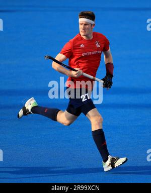 Liam Sanford aus Großbritannien in Aktion während des FIH Hockey Pro League-Spiels in Lee Valley, London. Bilddatum: Mittwoch, 21. Juni 2023. Stockfoto