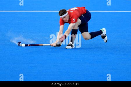 Liam Sanford aus Großbritannien in Aktion während des FIH Hockey Pro League-Spiels in Lee Valley, London. Bilddatum: Mittwoch, 21. Juni 2023. Stockfoto