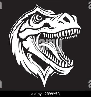 Vektordarstellung detaillierter und beeindruckender Dinosaurierkopf mit technischer Präzision. Stock Vektor