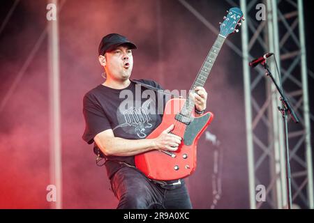 Oslo, Norwegen. 24. Juni 2023. Die norwegische Heavy-Metal-Band Kvelertak führt während des norwegischen Musikfestivals Tonne of Rock 2023 in Oslo ein Live-Konzert auf. (Foto: Gonzales Photo/Alamy Live News Stockfoto