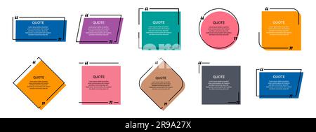 Eine Reihe verschiedener Leerzeichen für Anführungszeichen, Sätze oder Fragen Stock Vektor