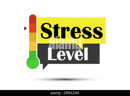 Messung des Stressniveaus bei Menschen. Schöne Sprechblase mit einem Indikator. Psychische Probleme Stock Vektor