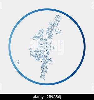 Festland-Symbol. Netzwerkkarte der Insel. Rundes Festland-Schild mit Gradientenring. Technologie, Internet, Netzwerk, Telekommunikationskonzept. Stock Vektor