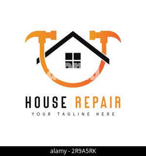 House Repair Logo Design Home Gear Logotype House Repair Service Hammer Stock Vektor