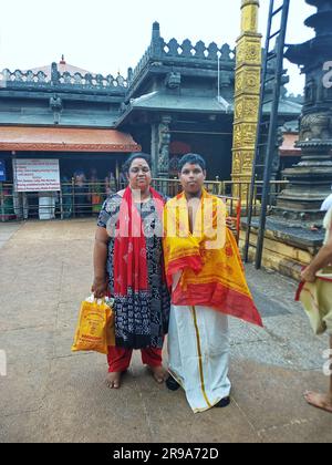 Kollur Mookambika Tempel, Mookambika, Karnataka, südindien, Chandika homam, Mookambika Tempel Streitwagen, hindu Tempel, indischer Tempel, sri Mooksmbiks Tempel Stockfoto