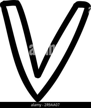 Großbuchstabe V der lateinischen englischen Umrissschriftart Stock Vektor
