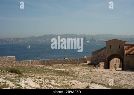 Die Château d'If, eine der Kulissen von Alexandre Dumas Abenteuerroman, der Graf von Monte Cristo, ist eine Festung an der Île d'If Stockfoto
