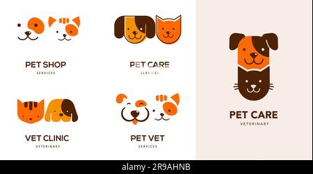 Moderne Tierlogos, Symbole. Hund, Katze, Illustrationen und Symbole ...