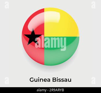 Guinea-Bissau glänzende Flaggenblase Kreis rundes Symbol Vektorglas Stock Vektor