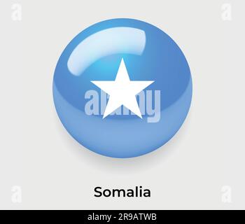 Somalia glänzende Flaggenblase Kreis rundes Symbol Vektorglas Stock Vektor