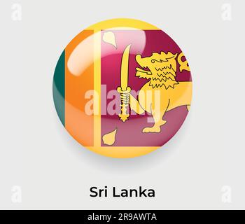 Sri Lanka glänzende Flaggenblase Kreis rundes Symbol Vektor-Illustrationsglas Stock Vektor