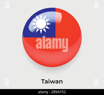 Taiwan Glanzflagge Blase Kreis rundes Symbol Vektor-Illustrationsglas Stock Vektor