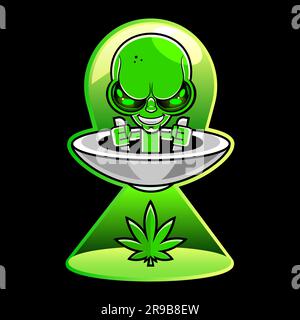 Grün leuchtender Ring auf dem Boden. Kreispodium oder Teleport. Futuristische Standvorlage für pc-Gaming-Zubehör. Abstrakter Hi-Tech-Hintergrund für Stock Vektor