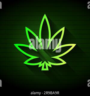 Cannabis-Neon-Zeichen. Marihuana Medical Night, helles Schild. Bannerlogo in leuchtendem Rot, Vektorabbildung im modernen, trendigen Stil Stock Vektor