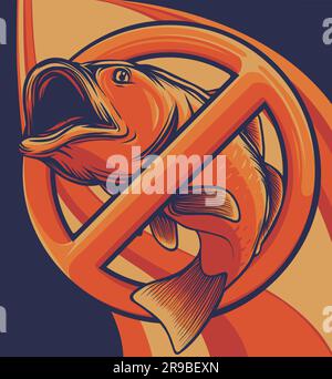 vektordarstellung von Barschfischen mit farbigem Hintergrund Stock Vektor