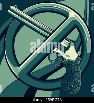 Vintage-sechs-Shooter-Revolver-Konzept-Vektordarstellung Stock Vektor