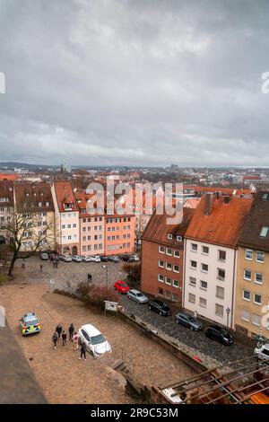 Nürnberg - 28. DEZ. 2021: Luftaufnahme der bayerischen Stadt Nürnberg. Stockfoto