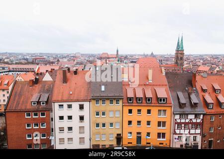 Nürnberg - 28. DEZ. 2021: Luftaufnahme der bayerischen Stadt Nürnberg. Stockfoto