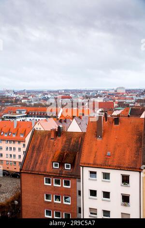 Nürnberg - 28. DEZ. 2021: Luftaufnahme der bayerischen Stadt Nürnberg. Stockfoto