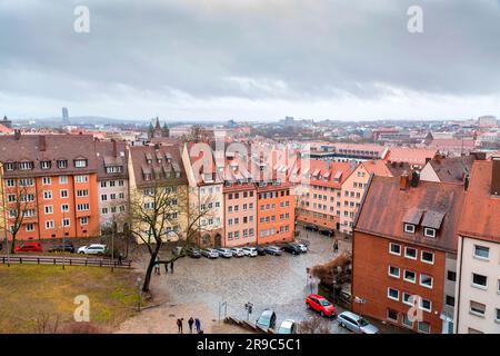 Nürnberg - 28. DEZ. 2021: Luftaufnahme der bayerischen Stadt Nürnberg. Stockfoto