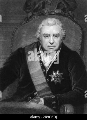 London, England: 1812 eine Gravur des bekannten englischen Naturforschers und Botanikers Sir Joseph Banks, als er als Präsident der Royal Society erschien und das Orden der Bath trug. Stockfoto