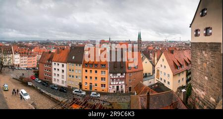 Nürnberg - 28. DEZ. 2021: Luftaufnahme der bayerischen Stadt Nürnberg. Stockfoto