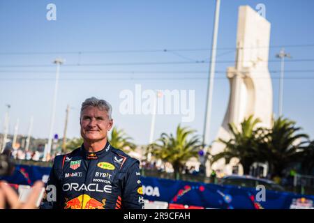 Lissabon, Portugal. 25. Juni 2023. Der britische David Coulthard, der während der ersten Ausgabe des Red Bull Showrun in Lissabon gesehen wurde. Kredit: SOPA Images Limited/Alamy Live News Stockfoto