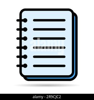 Schattensymbol für Spiralnotizbuch, Papiersymbol für leere Seiten, Anmerkung zur Flachvektordarstellung im Web. Stock Vektor