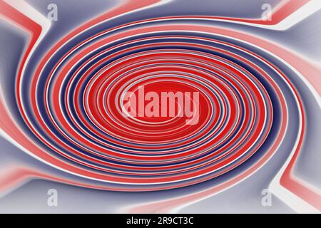Eine Spirale aus langen und bunten Linien. Stilvoller, kreativer, abstrakter Hintergrund. Farbige Linien spiralförmig Stockfoto