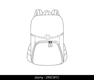 Schulrucksack im einfachen Linienstil.Vektordarstellung Stock Vektor