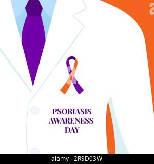 Psoriasis Disease Awareness Day Band Cartoon Illustration Stock Vektor