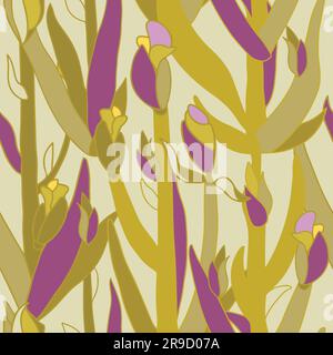 Abstrakte Blütenblätter und Knospen nahtloses Muster. Stock Vektor