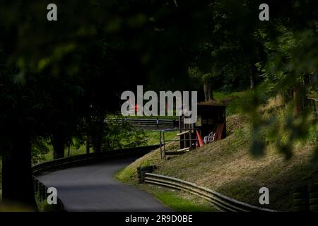 Prescott Bike Festival in Aid of Blood Bikes Wohltätigkeitsorganisationen, Prescott Hill Climb, Großbritannien Stockfoto