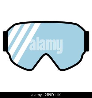 Symbol für Snowboard-Brille. Schild mit Skibrille. Symbol für Snowboard-Schutzmaske. Flacher Stil. Stockfoto
