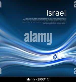 Hintergrund der israelischen Flagge. Abstrakte israelische Flagge am blauen Himmel. Nationales Weihnachtskartendesign. Staatsbanner, israel-Poster, patriotisches Cover, Flyer. Geschäfte Stock Vektor