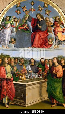 Oddi Altarpiece — Krönung der Jungfrau Raffaello Sanzio da Urbino Raffaello Santi (1483-1520) Stockfoto