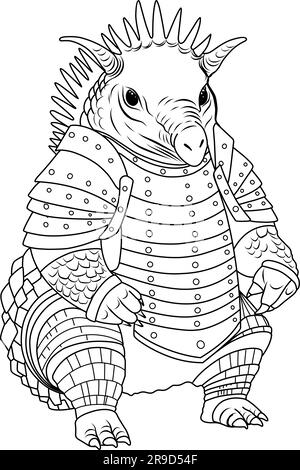 Malseite Armadillo. Armadillo-Farbseite in modernem Stil. Stock Vektor