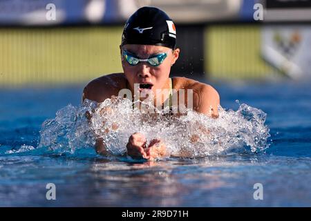 Reona Aoki aus Japan nimmt am juni 59. im stadio del Nuoto in Rom (Italien) am Breaststroke Women Final 200m Teil Stockfoto