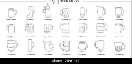 Vektor-Linie Kunst Satz von Alkoholgläsern Stock Vektor