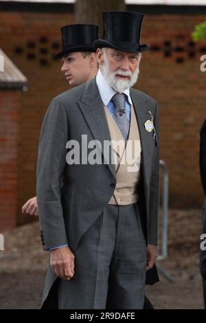 Ascot, Berkshire, Großbritannien. 21. Juni 2023. Prinz Michael von Kent kommt am zweiten Tag im Royal Ascot an Stockfoto