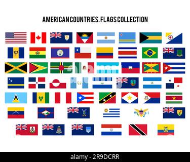 Symbole Für Kennzeichen "Nord- Und Südamerika" Festgelegt. America Countries Original Flags (USA, Kanada, Argentinien und andere Länder). Grafikelement „Rohteil Vektor“. 52 Symbole Stock Vektor