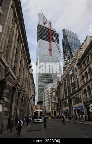 22 Bishopsgate und 8 Bishopsgate im Bau aus Sicht der Gracechurch Street London, Juli 2022 Stockfoto