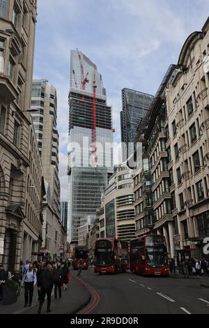 22 Bishopsgate und 8 Bishopsgate im Bau aus Sicht der Gracechurch Street London, Juli 2022 Stockfoto