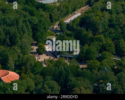 Nemesis in Alton Towers wird mit New Track, aus der Luft, Aerial, am 2023. Juni wieder aufgebaut, halb fertig Stockfoto