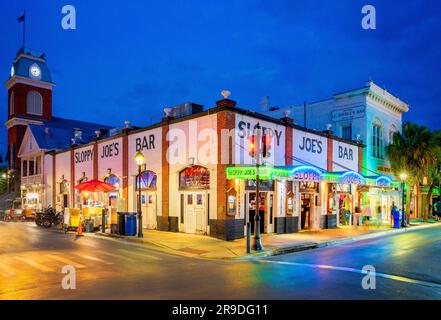 Duval Street, typische berühmte Architektur in Key West, Florida, USA Stockfoto