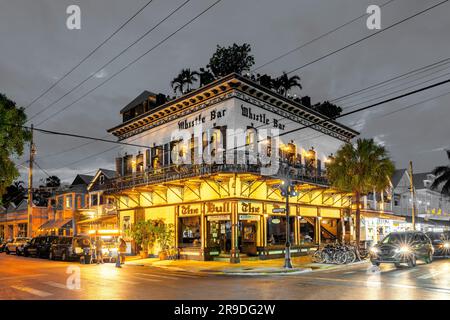 Duval Street, typische berühmte Architektur in Key West, Florida, USA Stockfoto