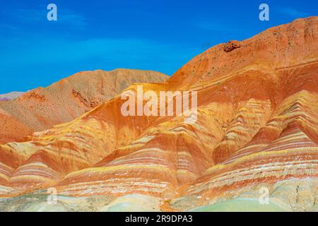 Die Regenbogenberge Chinas innerhalb der Landform Zhangye Danxia Stockfoto