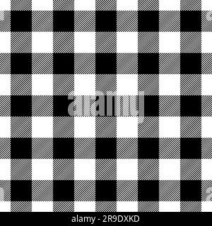 Nahtloses Muster prüfen. Schwarze Häkchen auf weißem Hintergrund. Wiederholter geometrischer Gingham-Patern. Schottischer Stil für Designmuster. Sich wiederholende Textur Stock Vektor