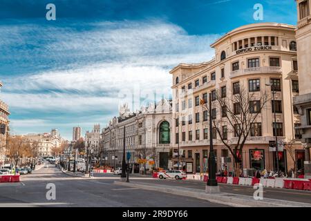 Madrid, Spanien - 16. FEBRUAR 2022: Die Banco de Espana ist die spanische Zentralbank. Gegründet in Madrid im Jahr 1782 von Karl III. In der Calle de Alca Stockfoto